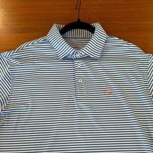 Rhoback Blue and White Striped Polo